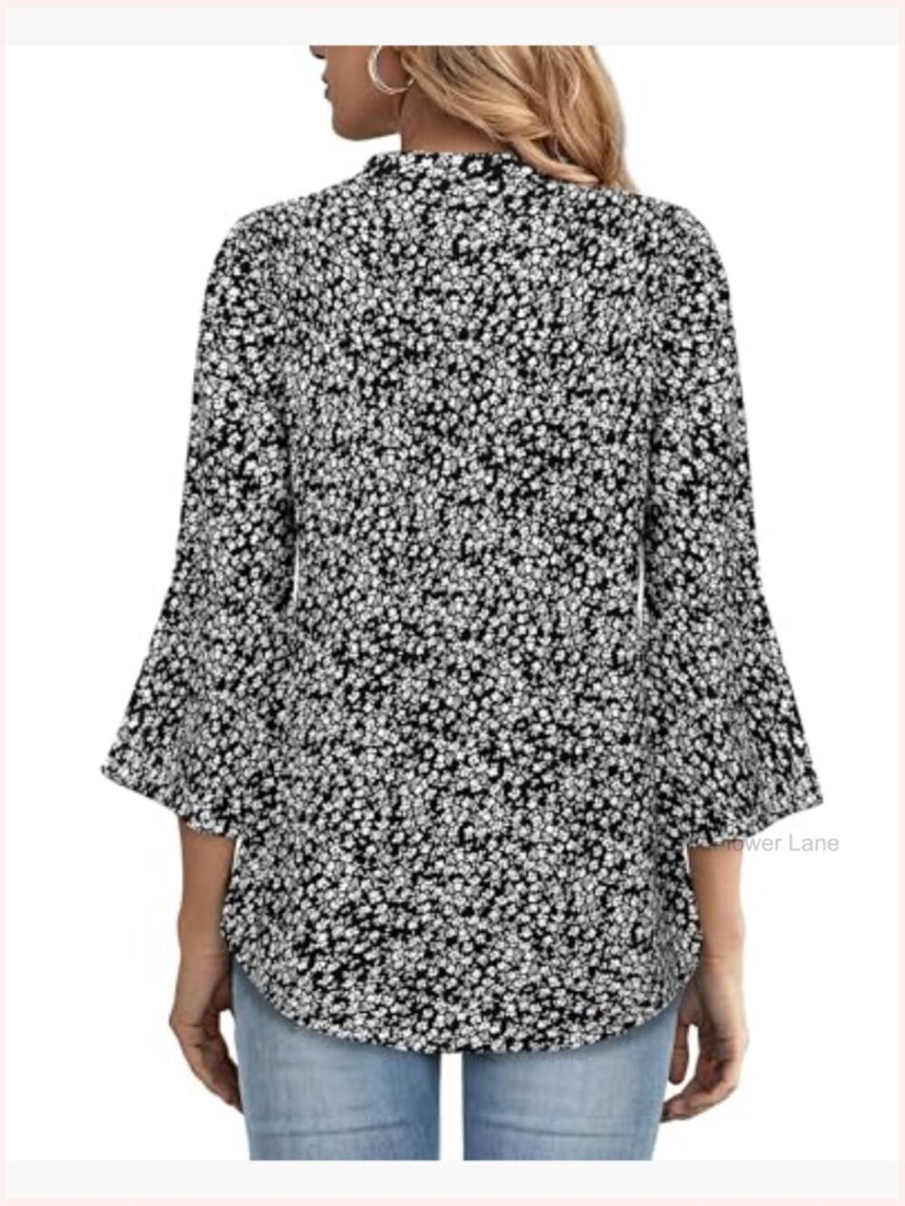 Ruffle 3/4 Sleeve V Neck Chiffon Tunic Blouse Business Work Top - Picture 3 of 6